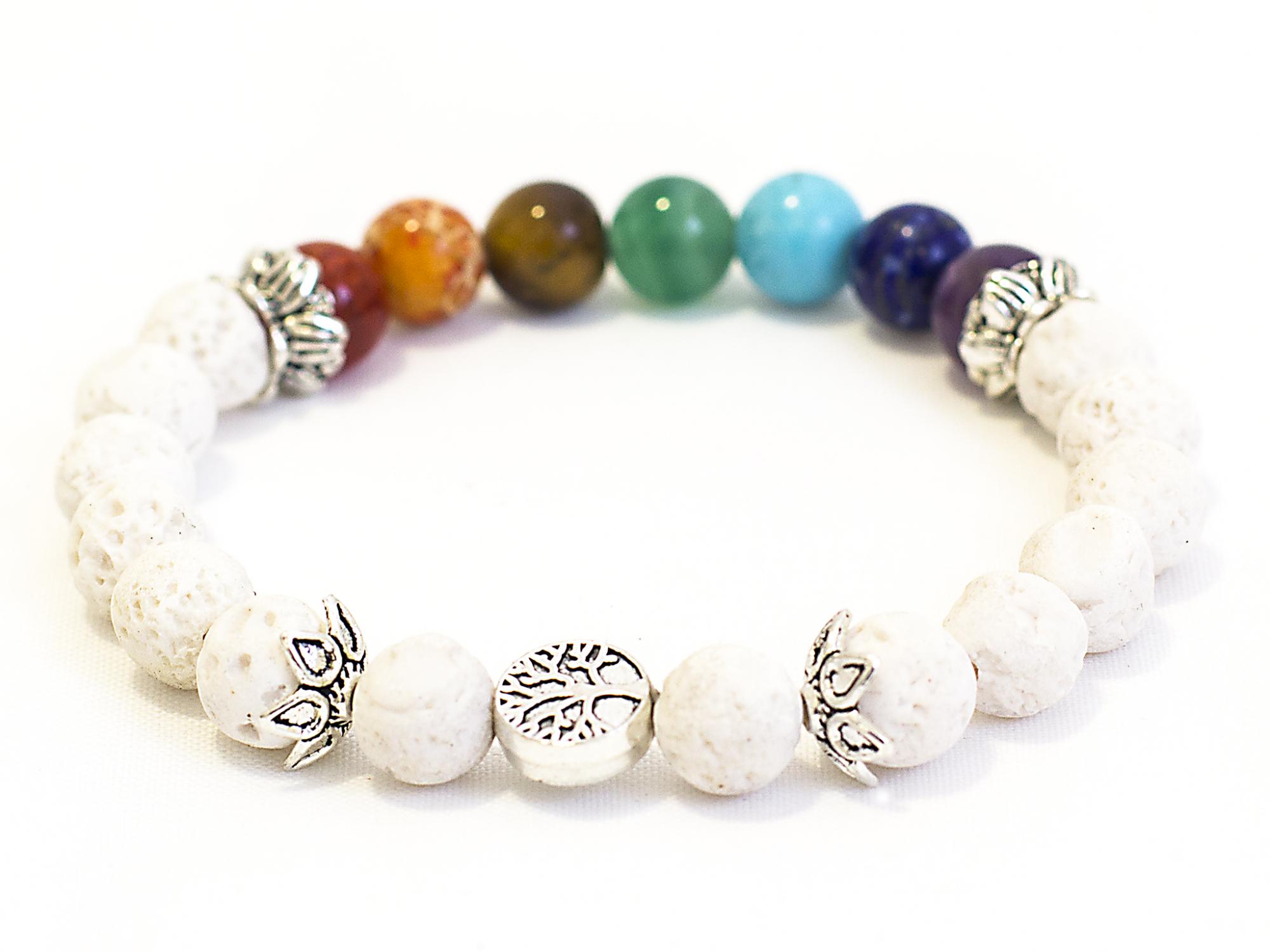8. 7 Chakra Diffuser Bracelet White Lava