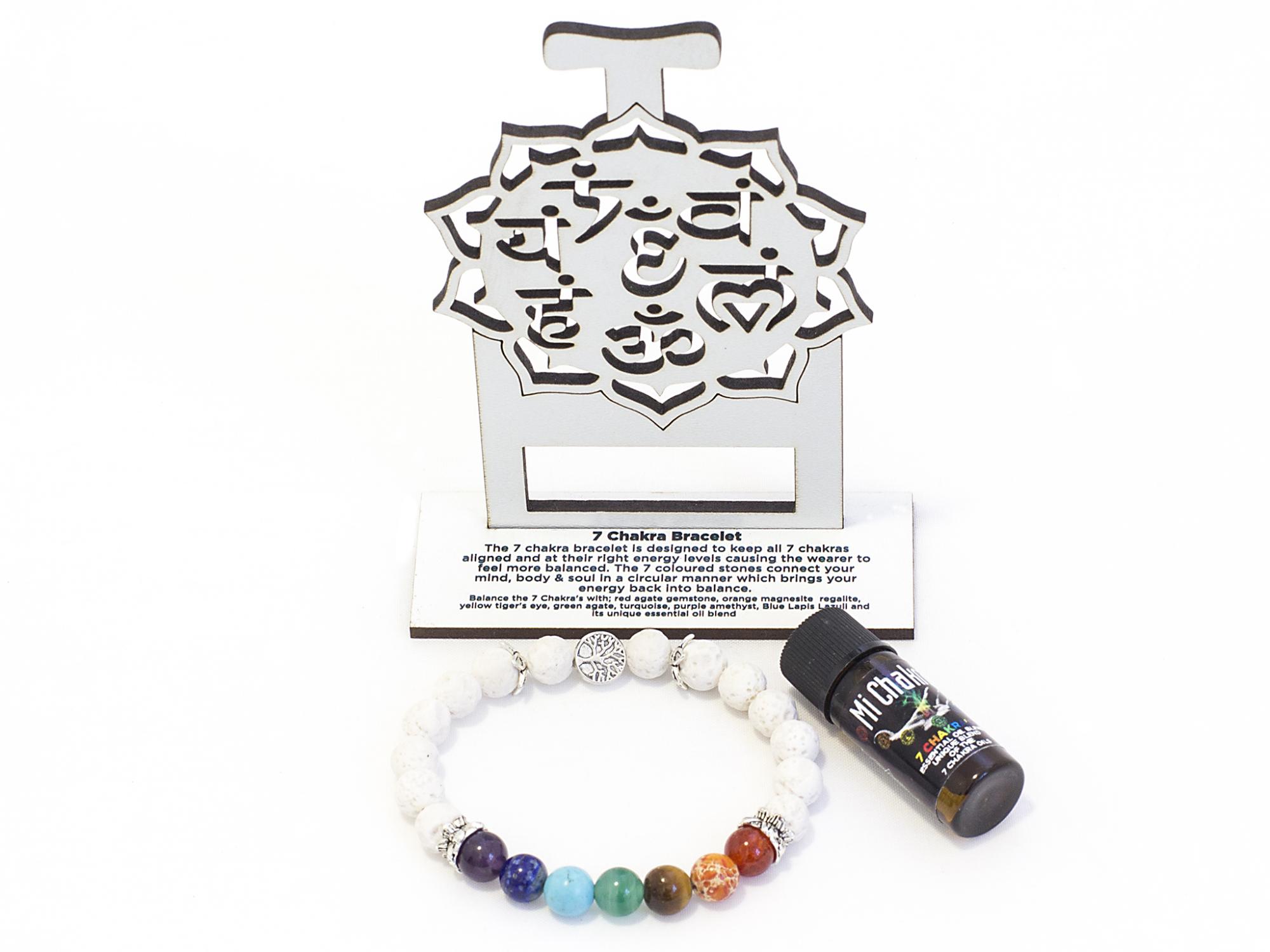 8. 7 Chakra Diffuser Bracelet White Lava